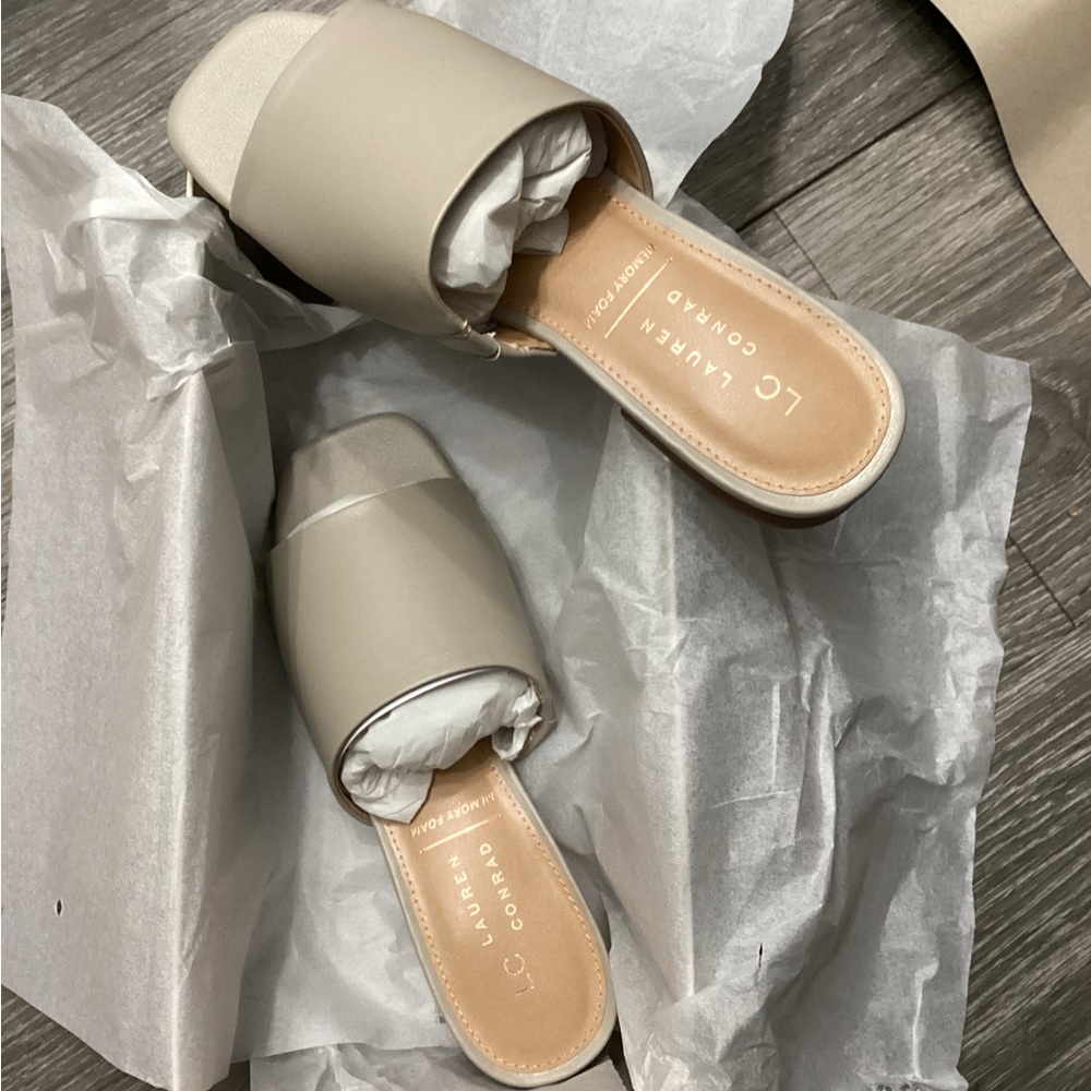 LC Lauren Conrad Ilana Women's 1-Band Stacked Heel Slide Sandals